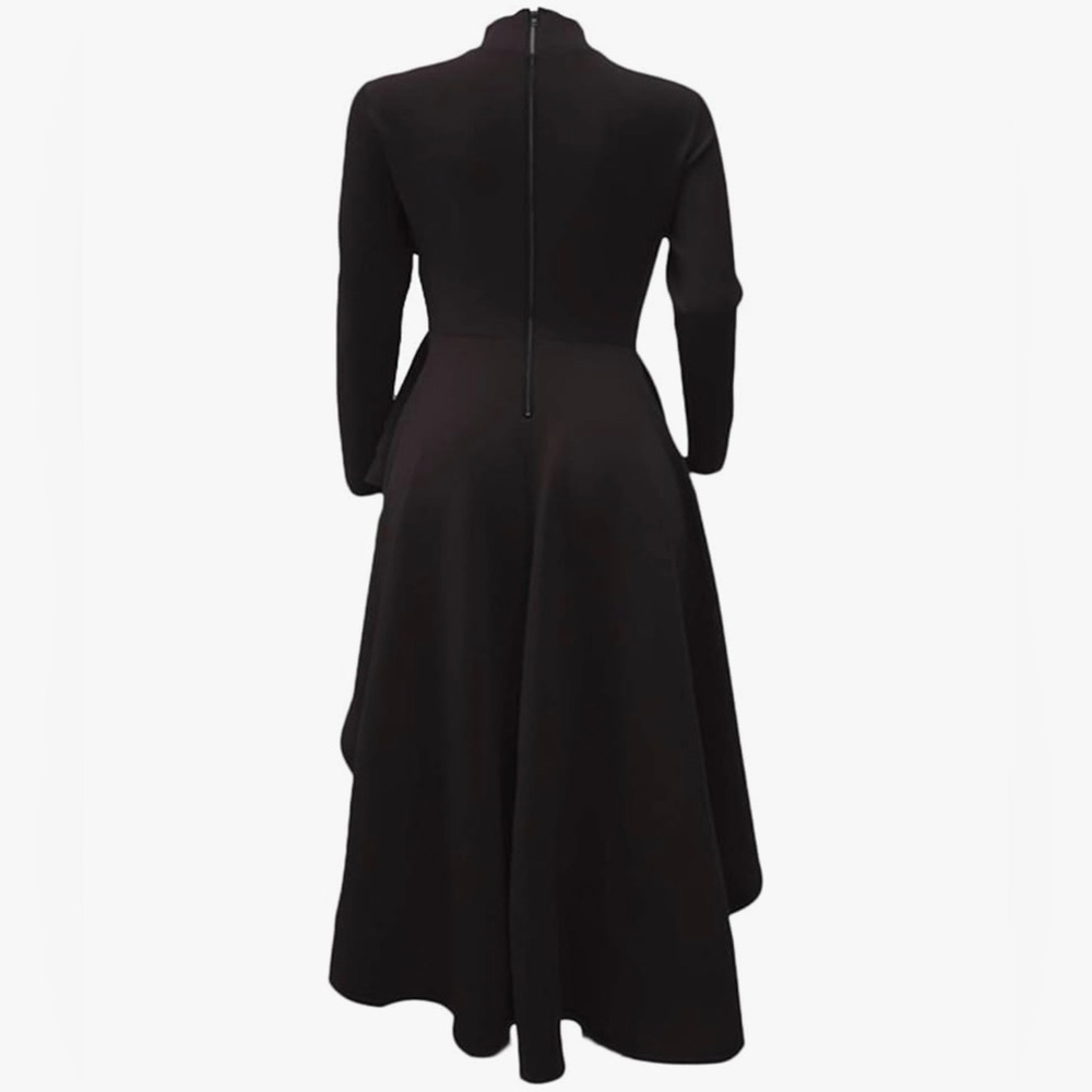 New black womens peplum style top with long flared back - Picture 3 of 7
